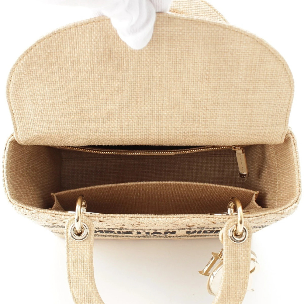 Christian Dior Lady Cannage Raffia Shoulder Handbag - Picture 6 of 8